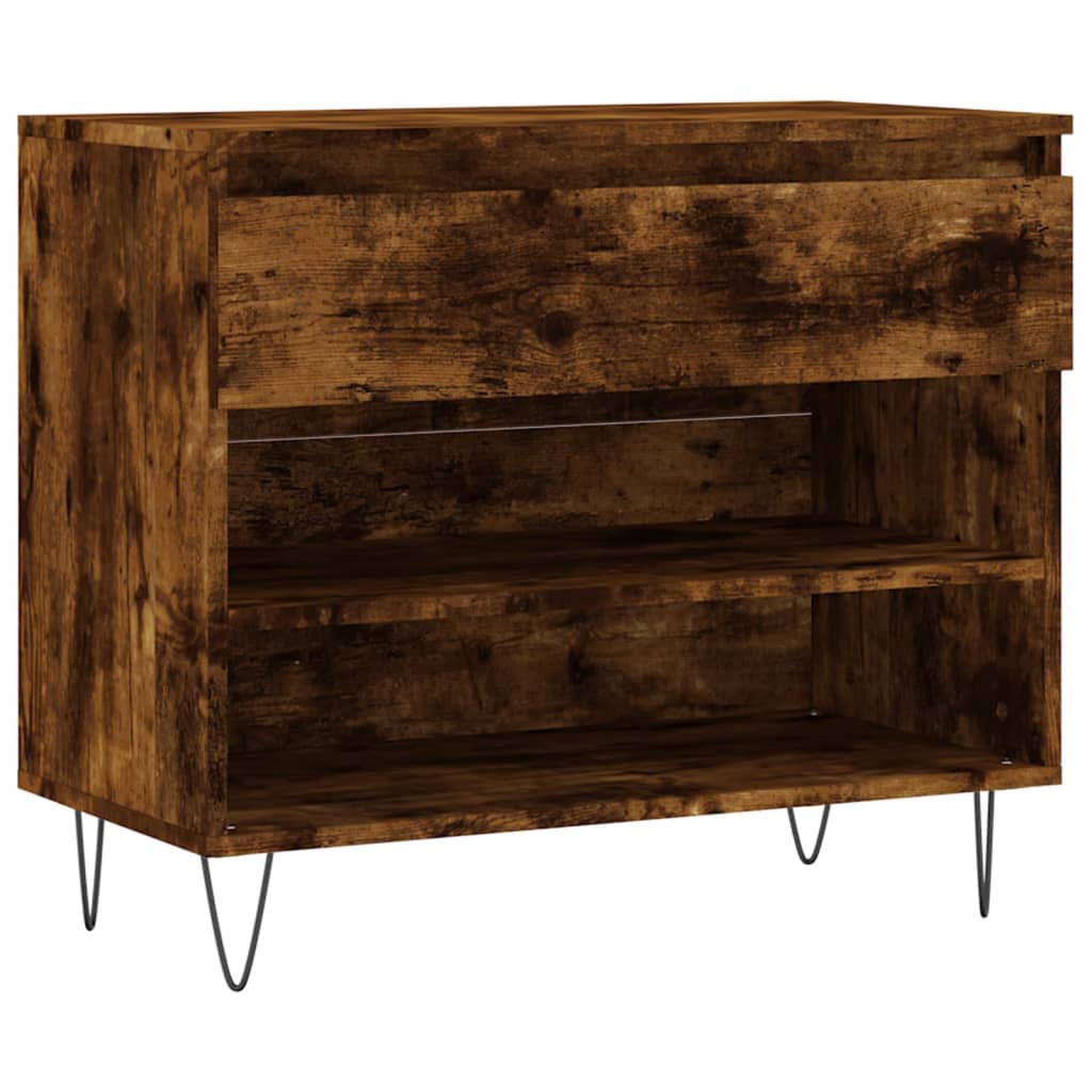 füstös tölgy színű szerelt fa cipősszekrény 70 x 36 x 60 cm