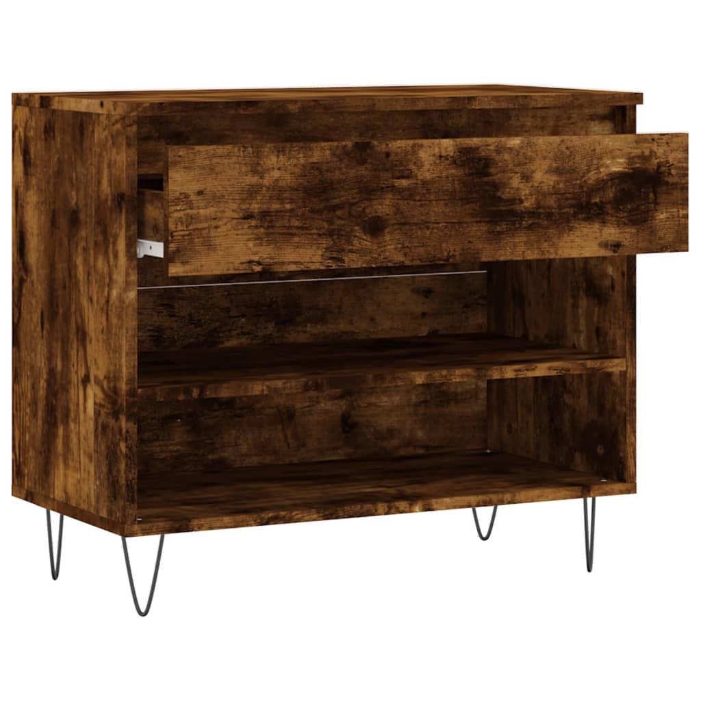 füstös tölgy színű szerelt fa cipősszekrény 70 x 36 x 60 cm