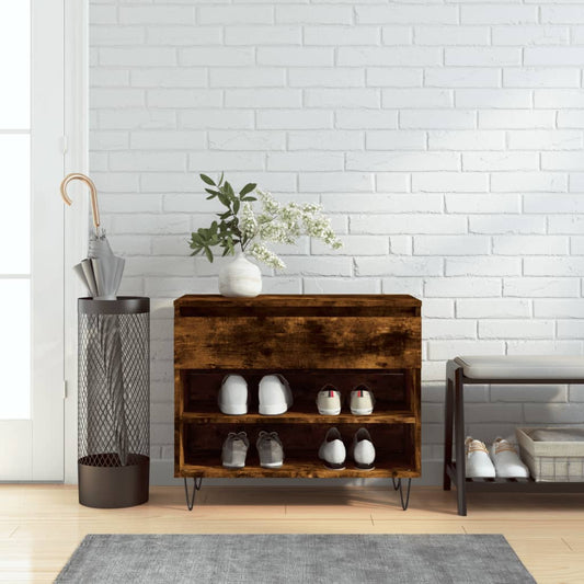 füstös tölgy színű szerelt fa cipősszekrény 70 x 36 x 60 cm