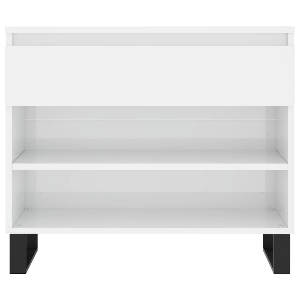 magasfényű fehér szerelt fa cipőszekrény 70 x 36 x 60 cm