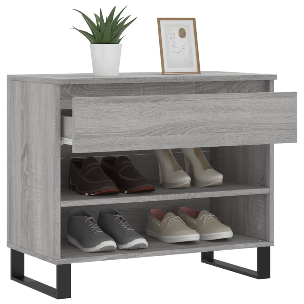 betonszürke szerelt fa cipőszekrény 70x36x60 cm