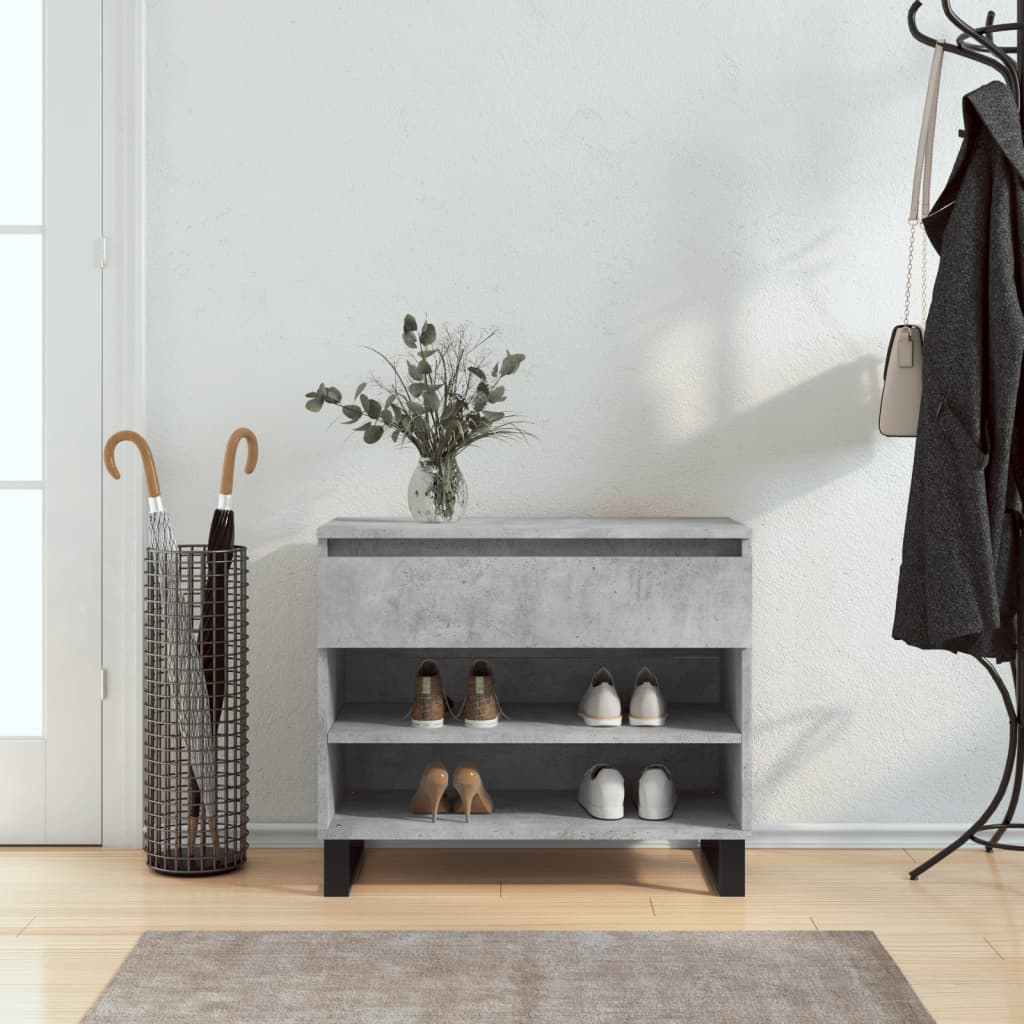 betonszürke szerelt fa cipőszekrény 70x36x60 cm
