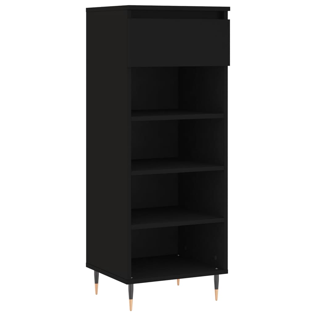 fekete szerelt fa cipősszekrény 40x36x105 cm