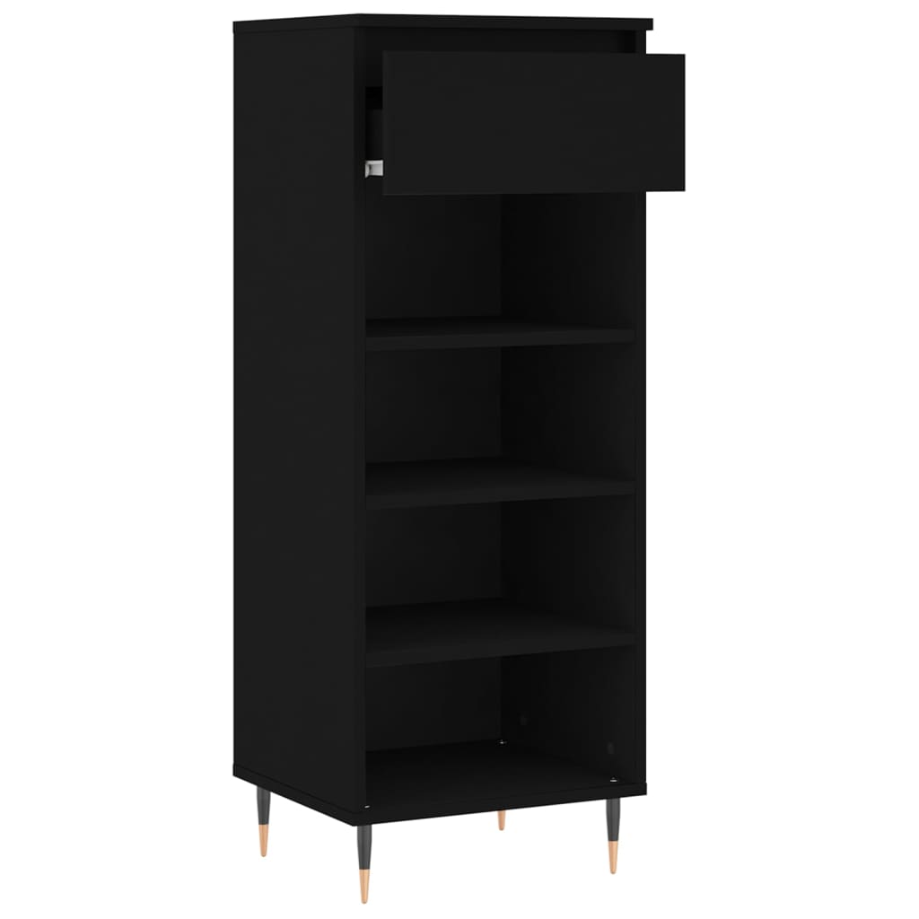 fekete szerelt fa cipősszekrény 40x36x105 cm