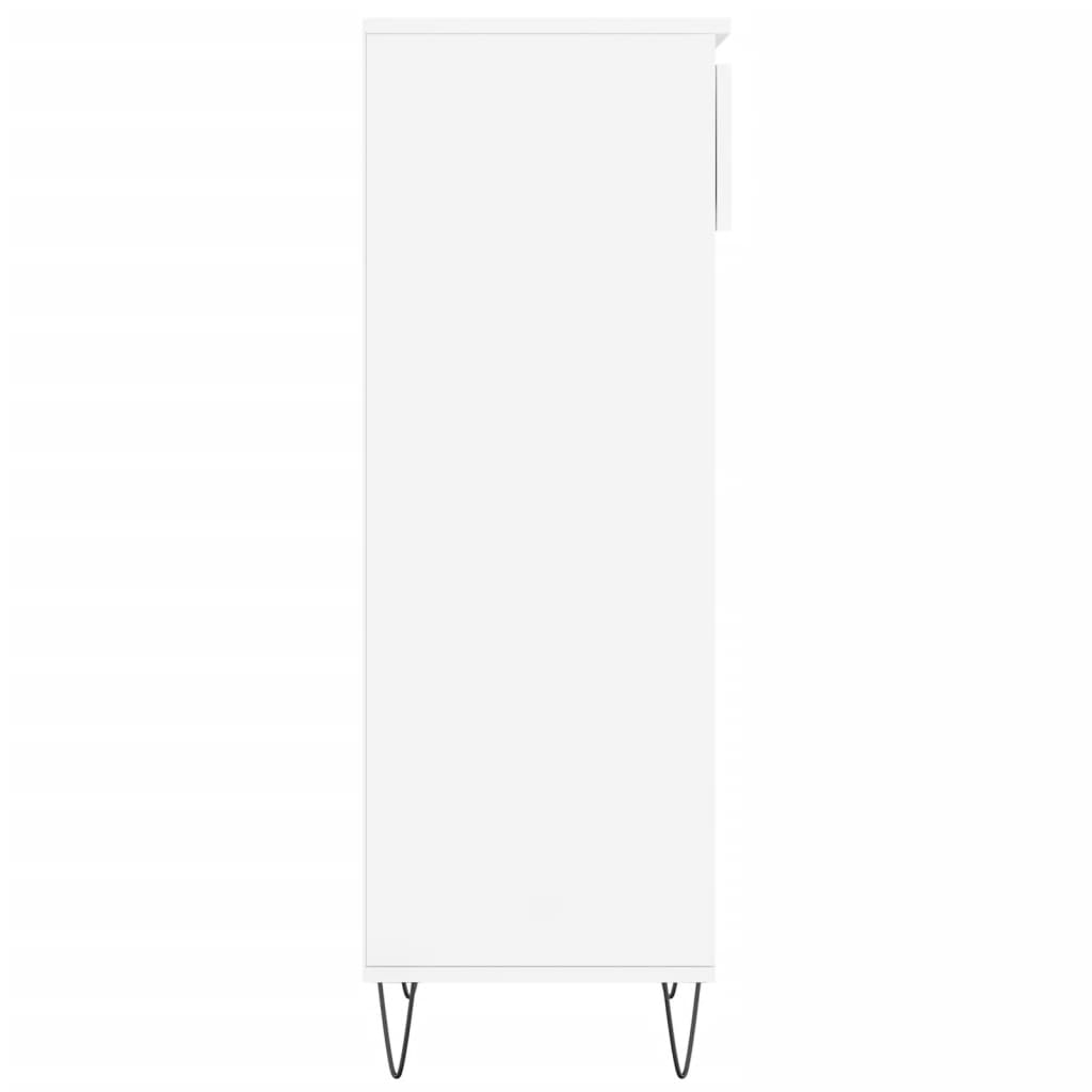 magasfényű fehér szerelt fa cipőszekrény 40x36x105 cm
