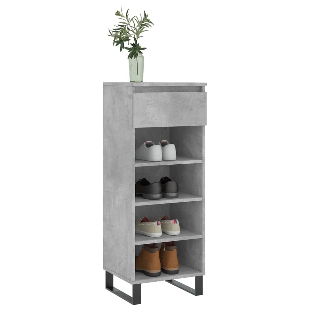 betonszürke szerelt fa cipőszekrény 40 x 36 x 105 cm