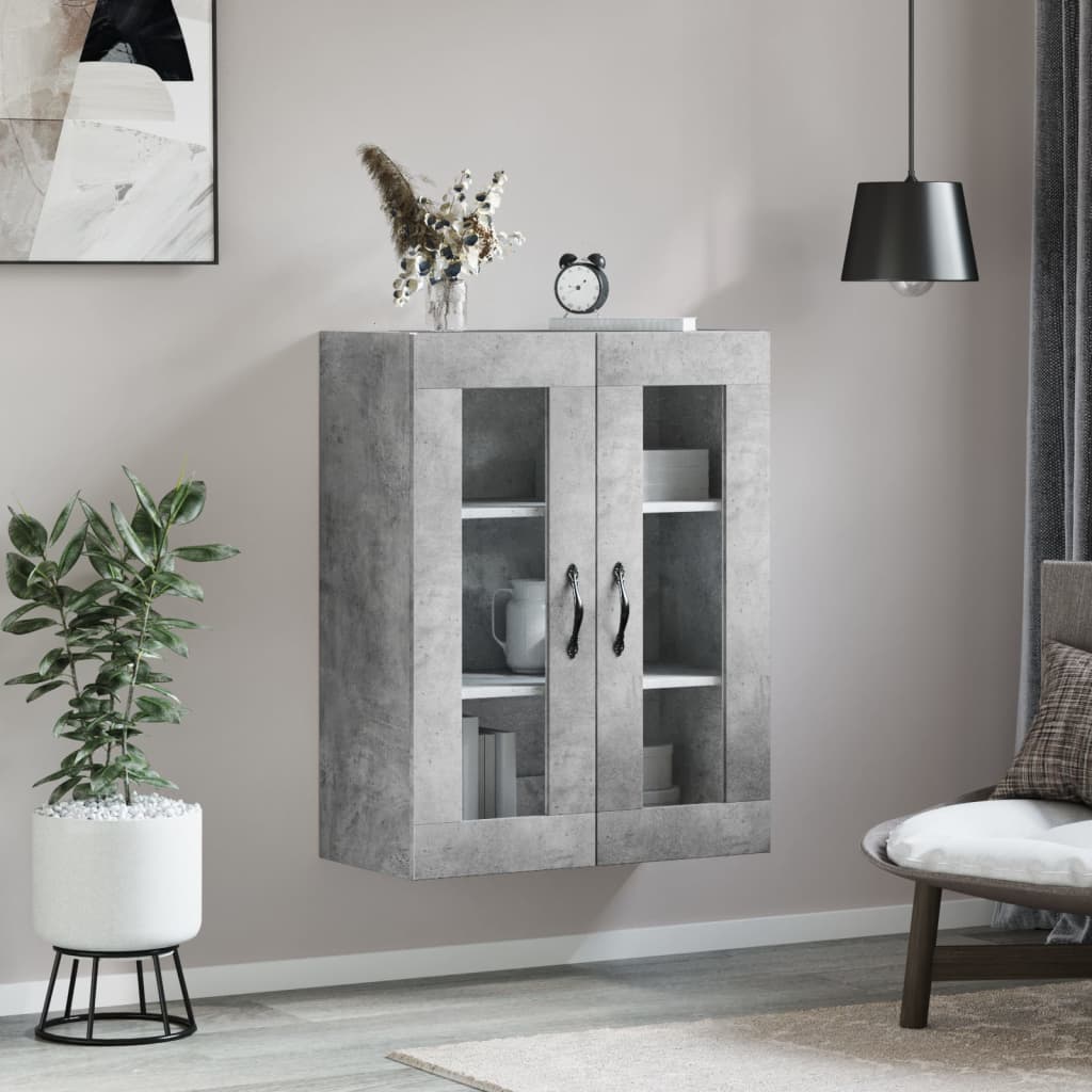 betonszürke szerelt fa fali szekrény 69,5 x 34 x 90 cm