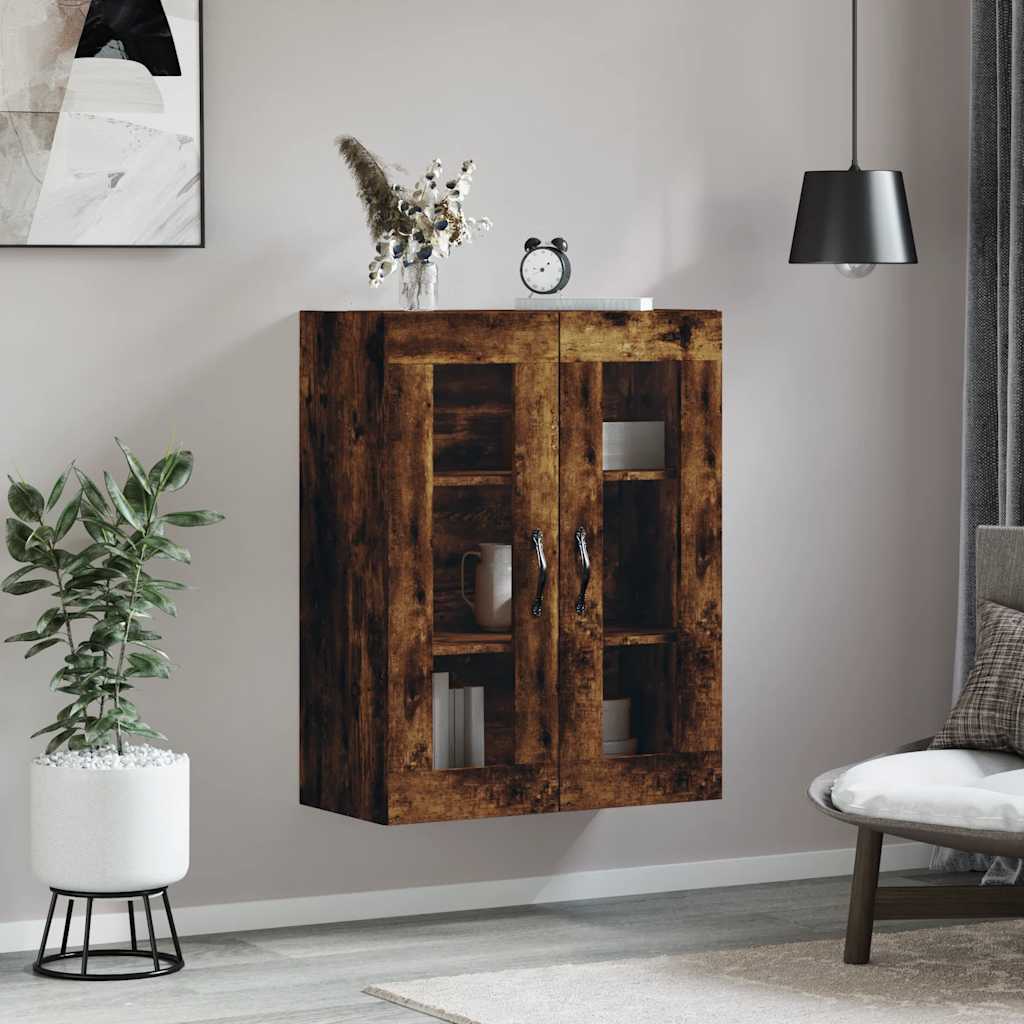 füstös tölgy szerelt fa fali szekrény 69,5 x 34 x 90 cm