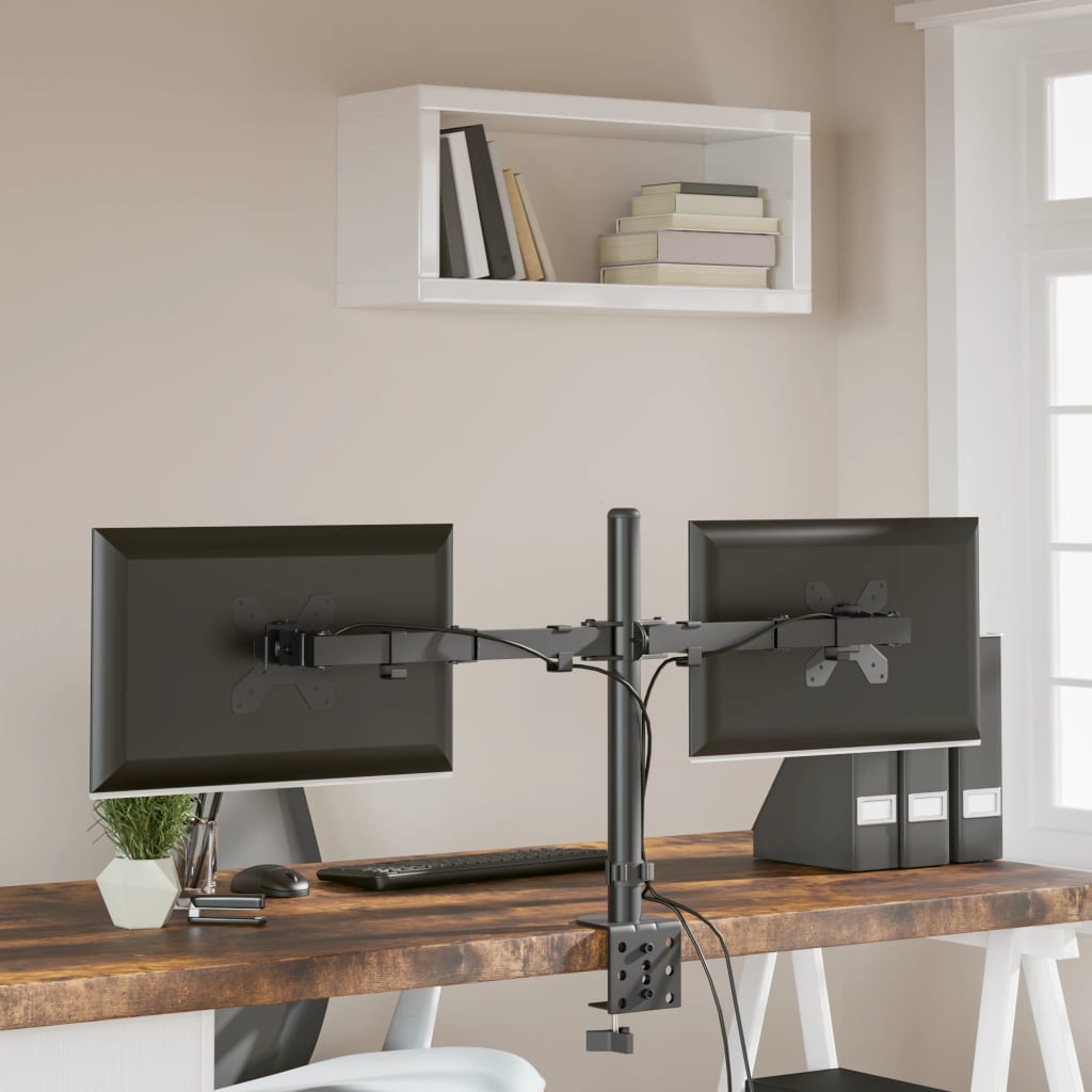 dupla fekete acél monitorállvány VESA 75/100 mm