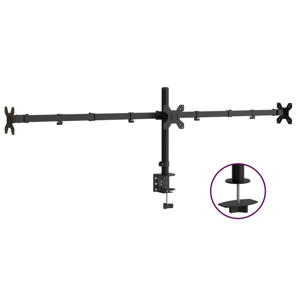 tripla fekete acél monitorállvány VESA 75/100 mm