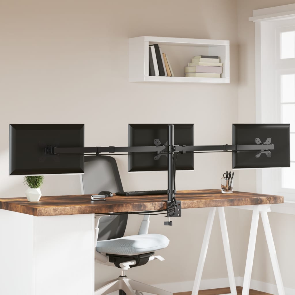 tripla fekete acél monitorállvány VESA 75/100 mm