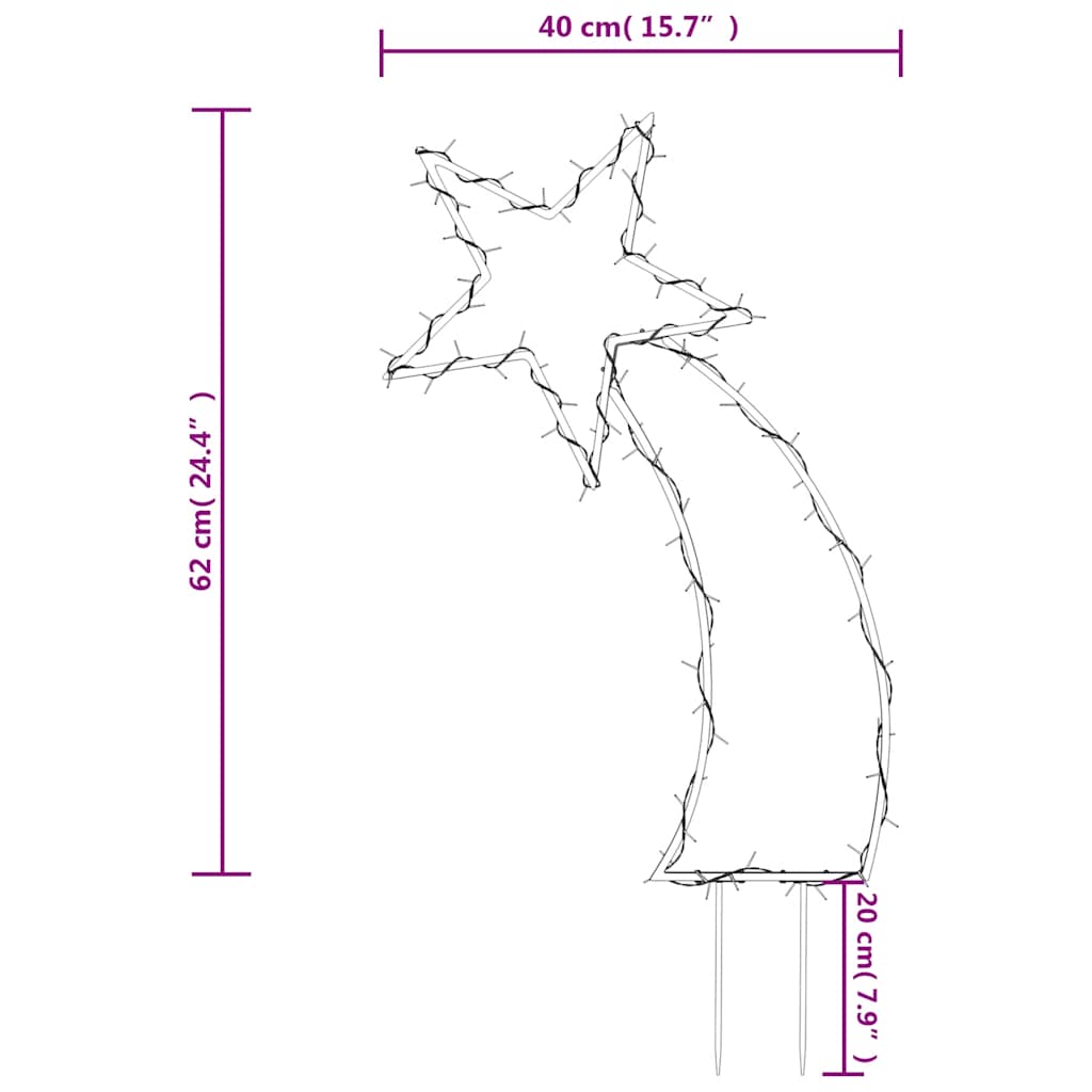 karácsonyi hullócsillag fénydekoráció cövekkel 80 LED 62 cm