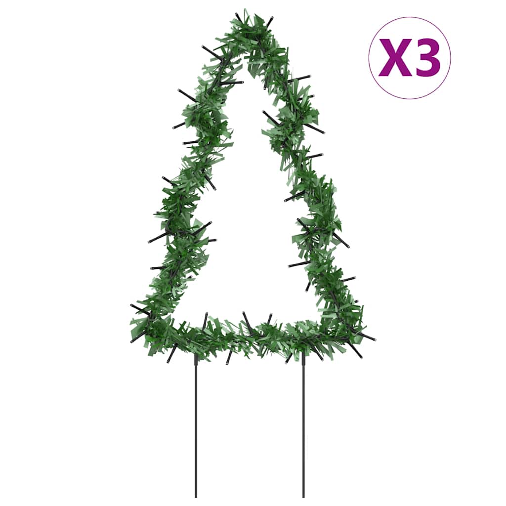 karácsonyfa fénydekoráció 3 db cövekkel 50 LED 30 cm