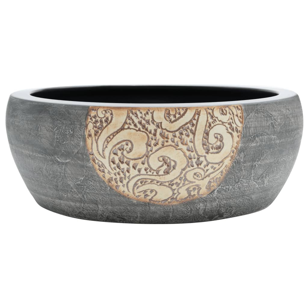 fekete és barna kerámia kerek asztali mosdó Φ41 x 14 cm