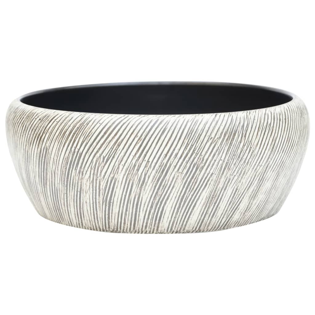 fekete és szürke kerámia kerek asztali mosdó Φ41 x 14 cm