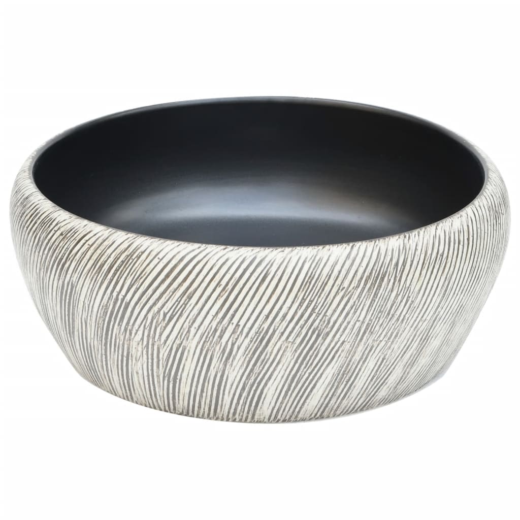 fekete és szürke kerámia kerek asztali mosdó Φ41 x 14 cm