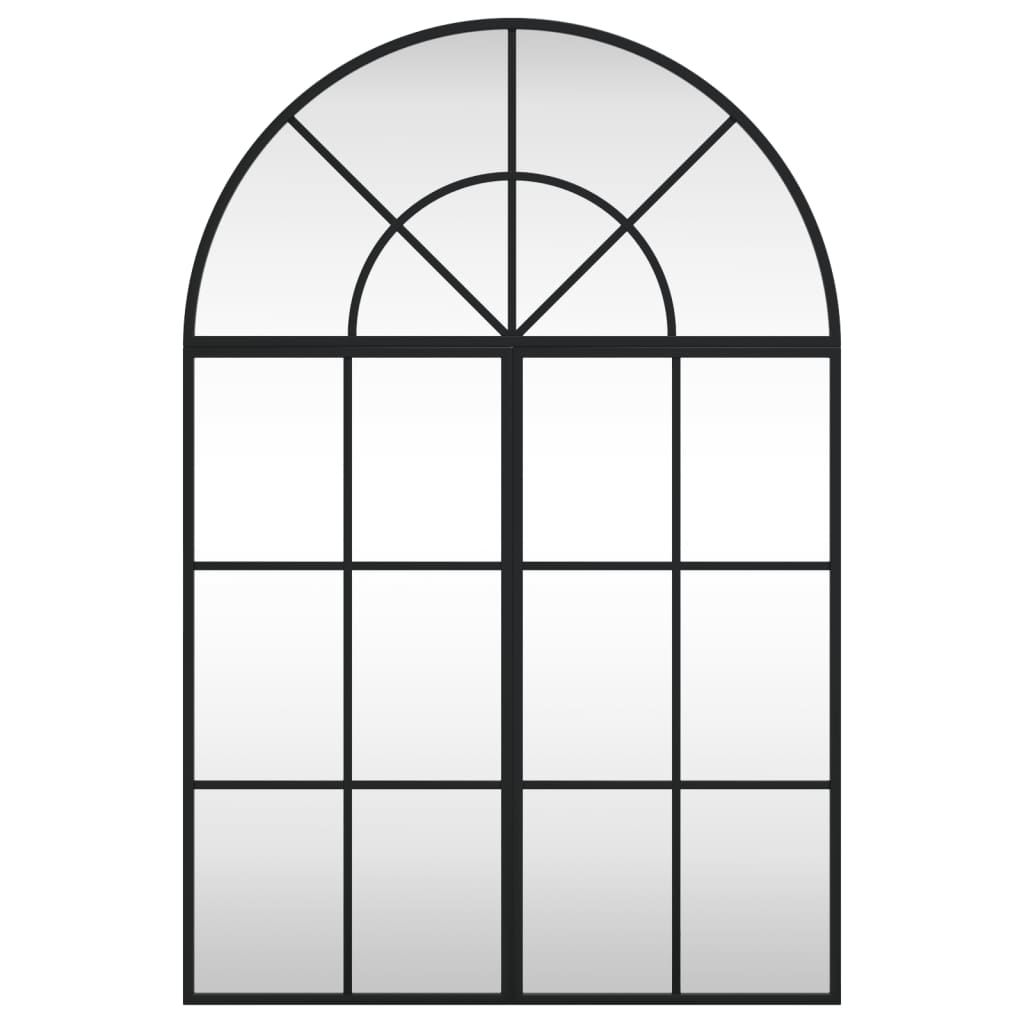 fekete ívelt vas fali tükör 60x90 cm