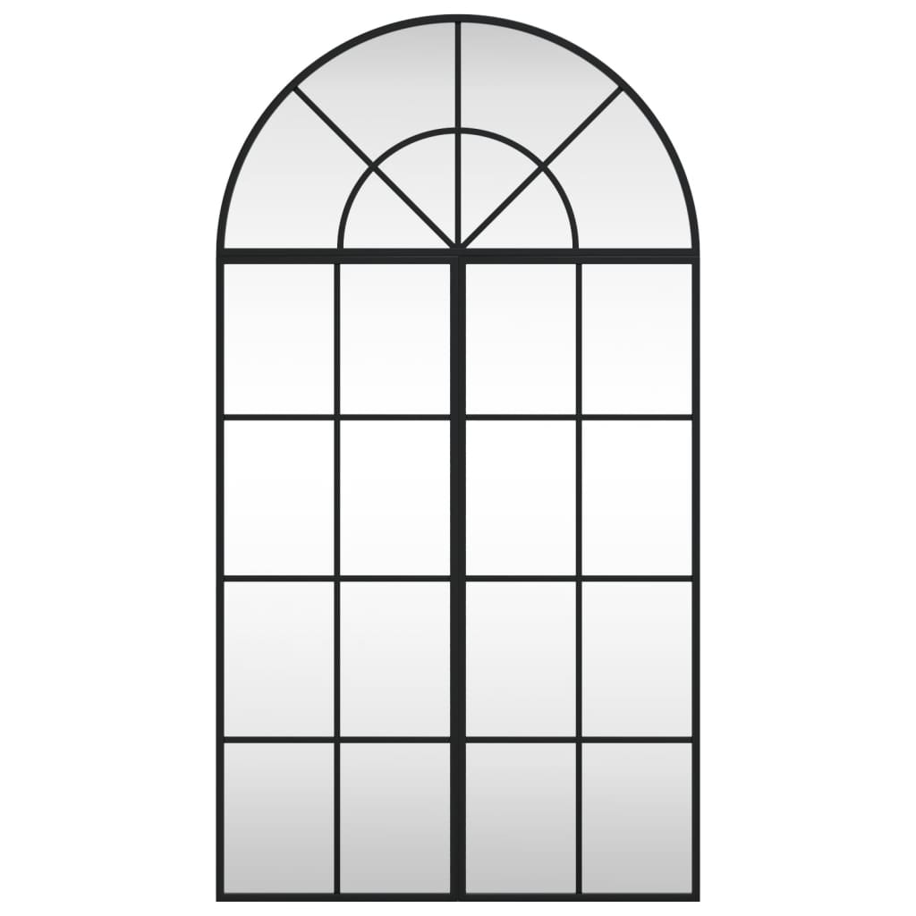 fekete ívelt vas fali tükör 60 x 110 cm