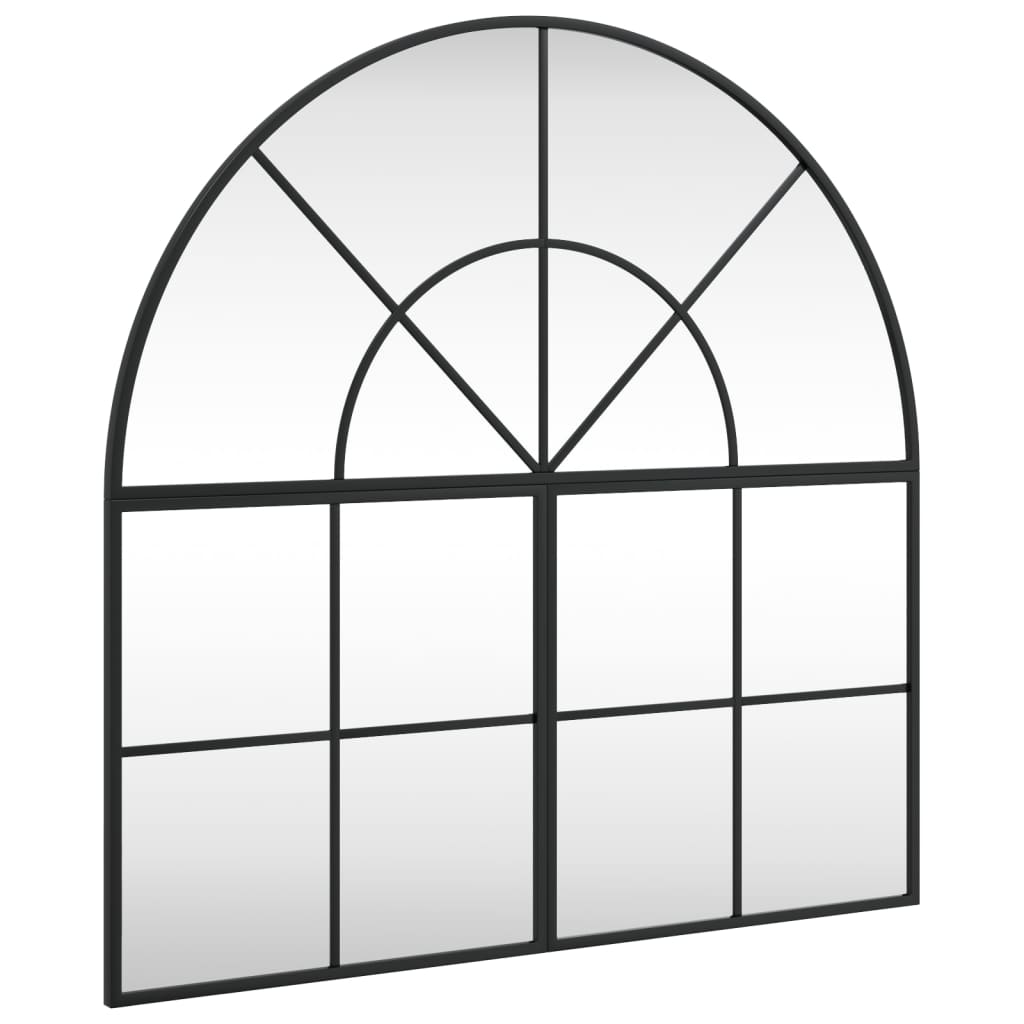 fekete ívelt vas fali tükör 80 x 80 cm