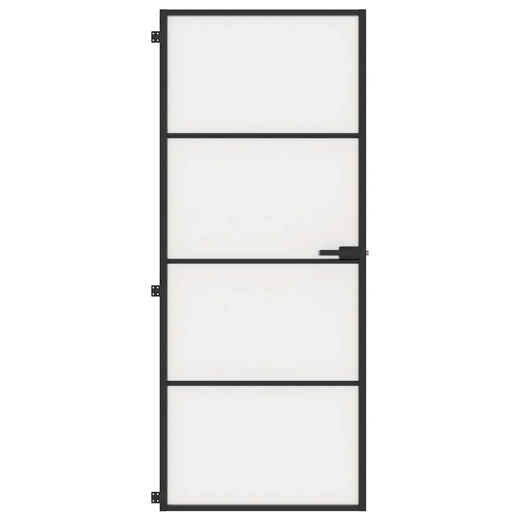 fekete edzett üveg és alumínium vékony beltéri ajtó 83x201,5 cm