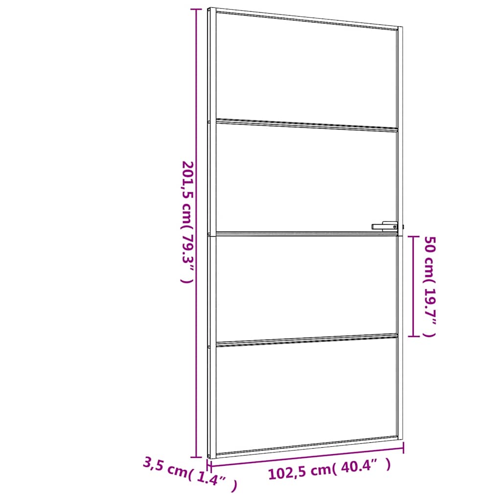 fekete edzett üveg és alumínium beltéri ajtó 102,5x201,5 cm
