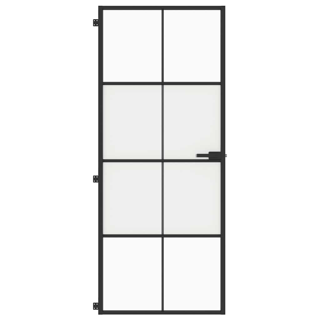 fekete edzett üveg és alumínium vékony beltéri ajtó 83x201,5 cm