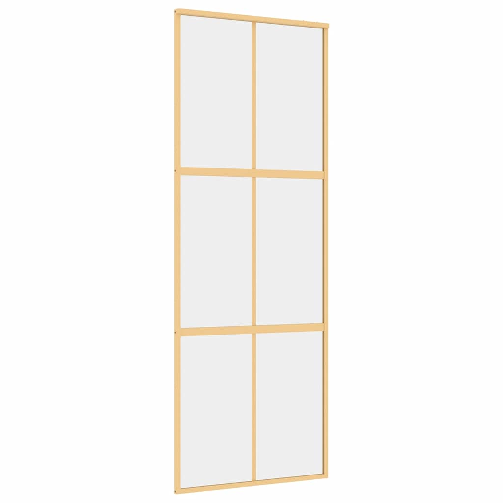 aranyszínű átlátszó ESG üveg és alumínium tolóajtó 76 x 205 cm