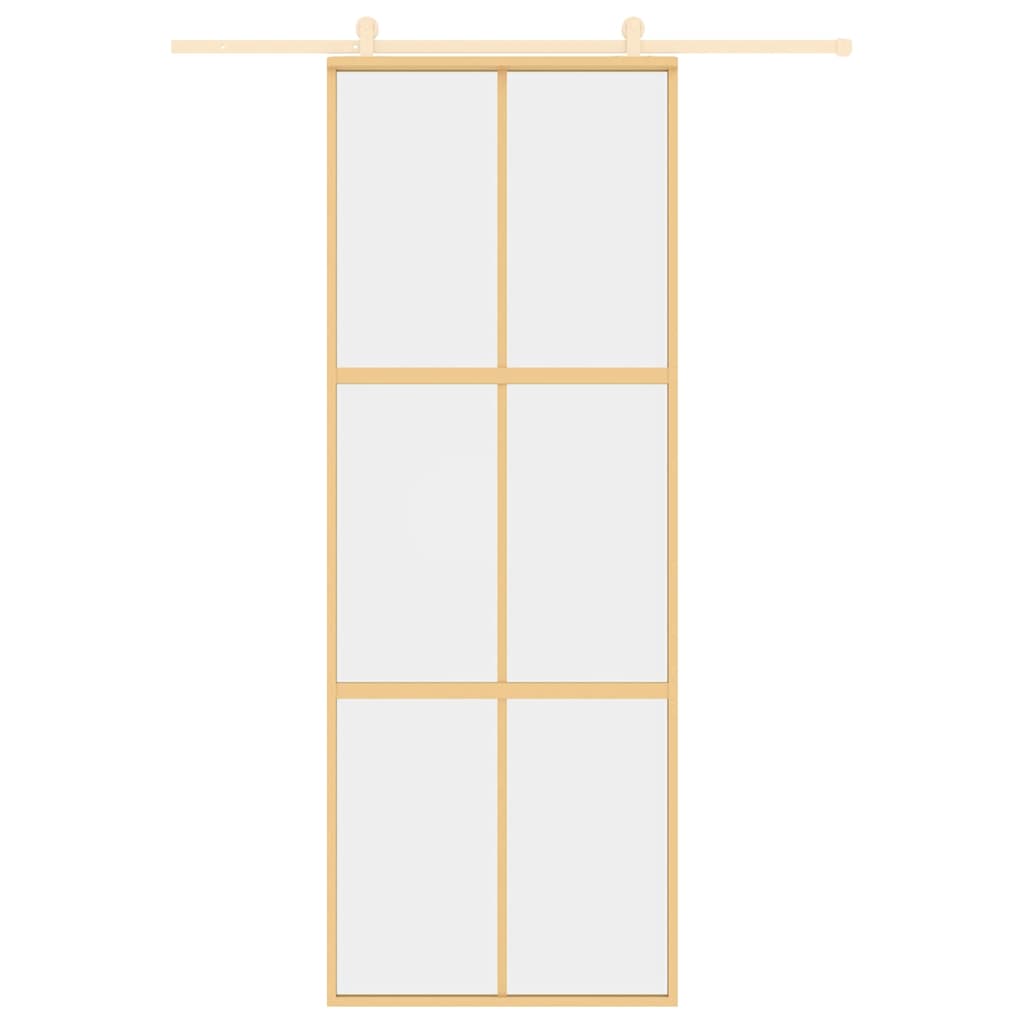 aranyszínű átlátszó ESG üveg és alumínium tolóajtó 76 x 205 cm