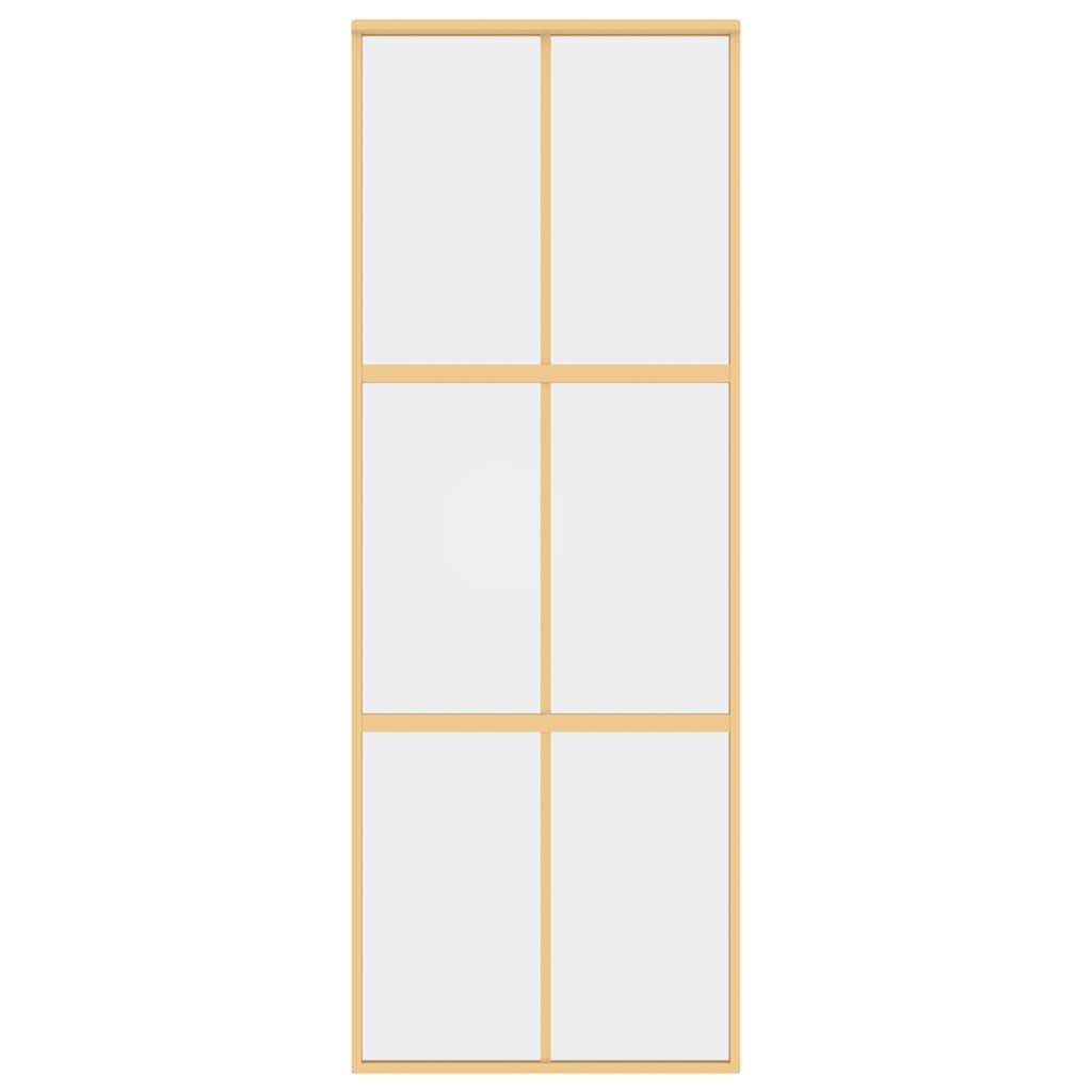 aranyszínű átlátszó ESG üveg és alumínium tolóajtó 76 x 205 cm