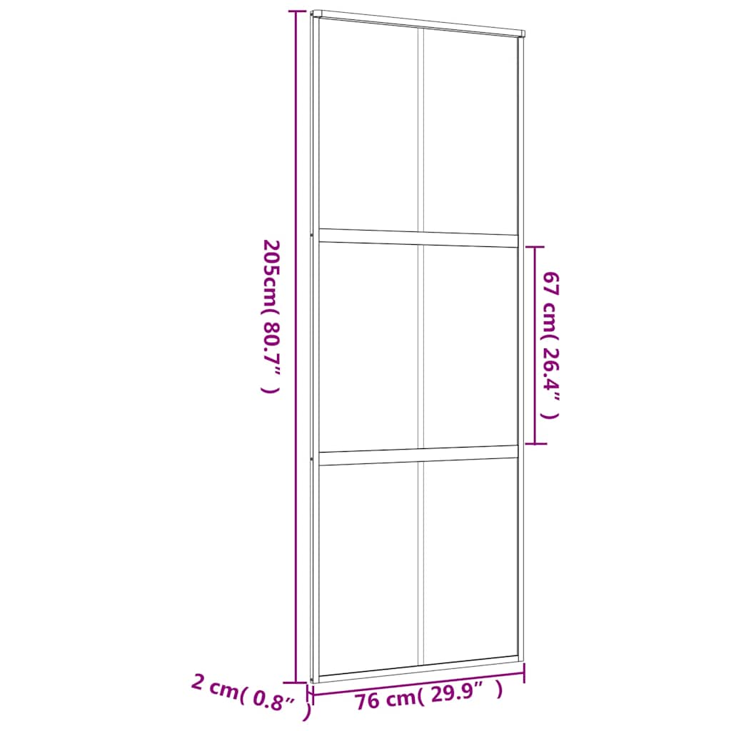 aranyszínű átlátszó ESG üveg és alumínium tolóajtó 76 x 205 cm