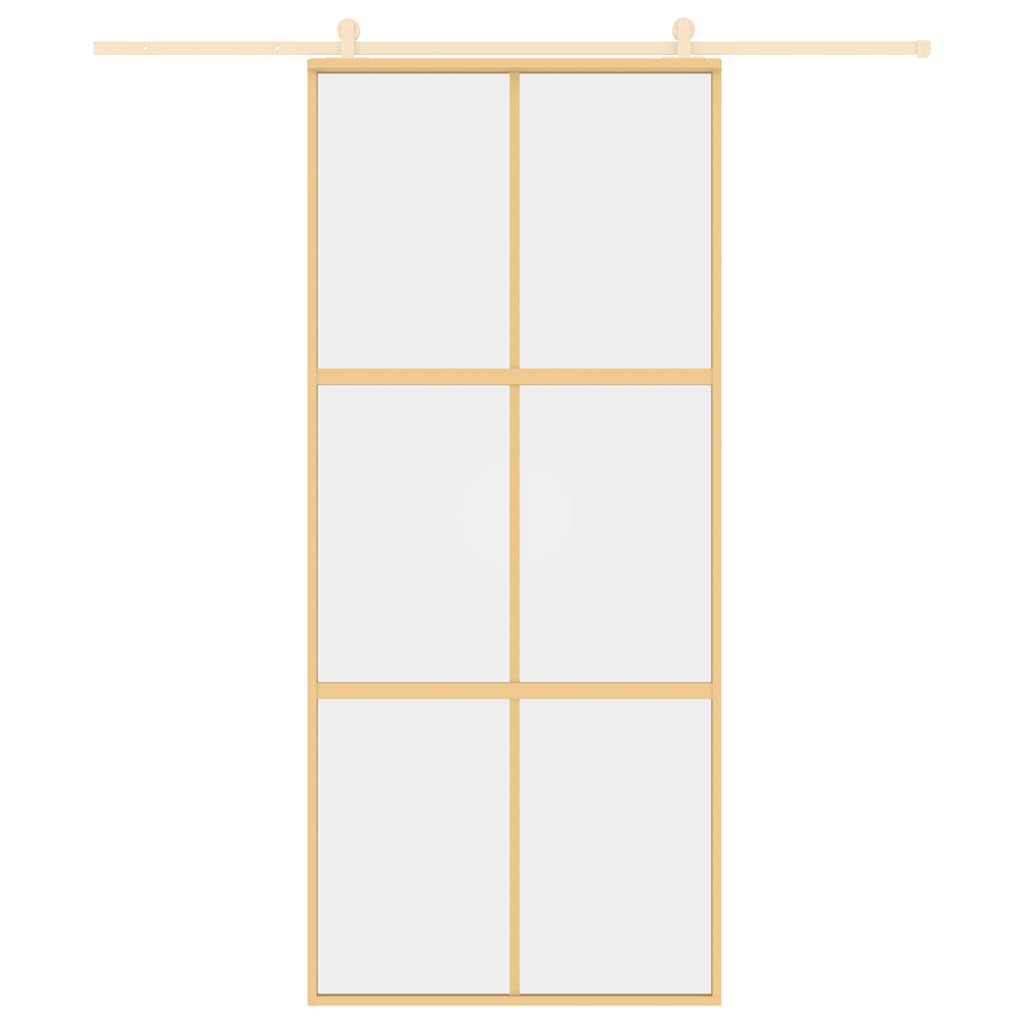 aranyszínű átlátszó ESG üveg és alumínium tolóajtó 90 x 205 cm