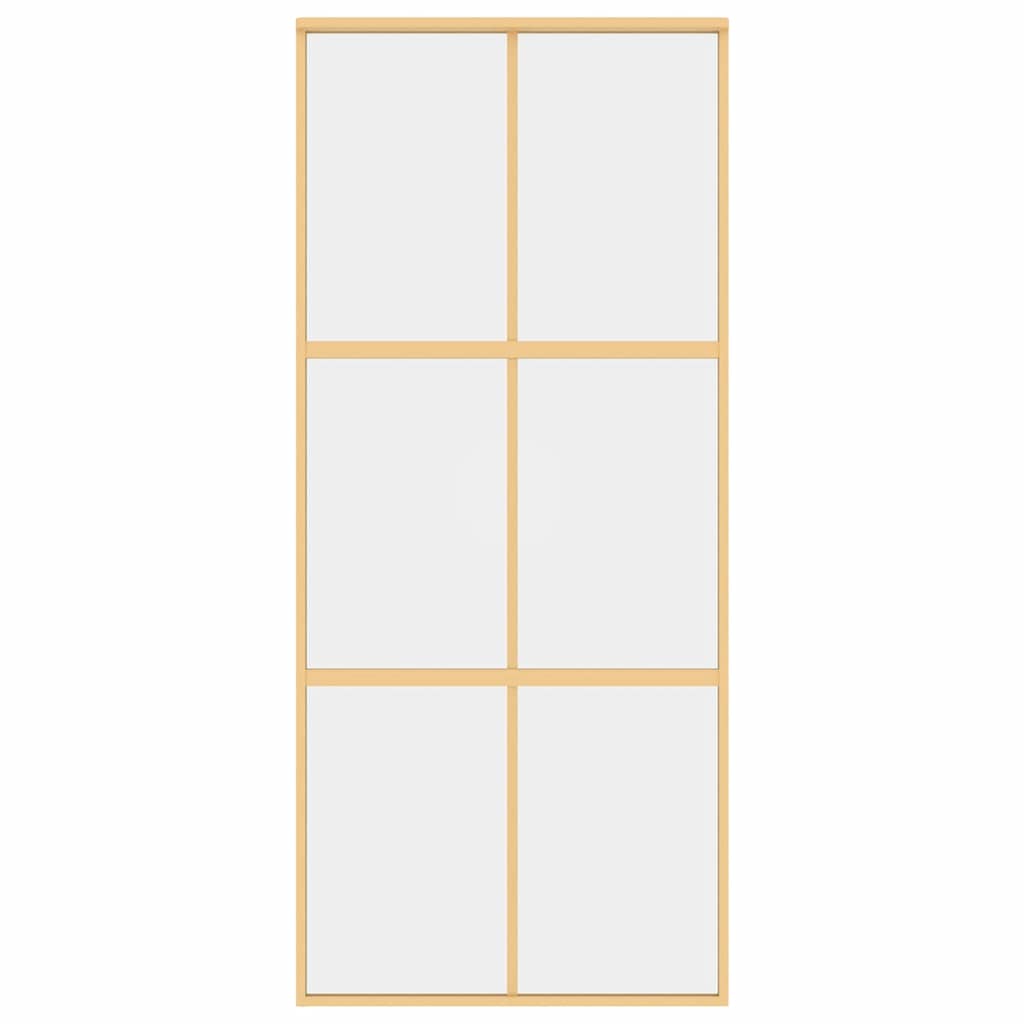aranyszínű átlátszó ESG üveg és alumínium tolóajtó 90 x 205 cm