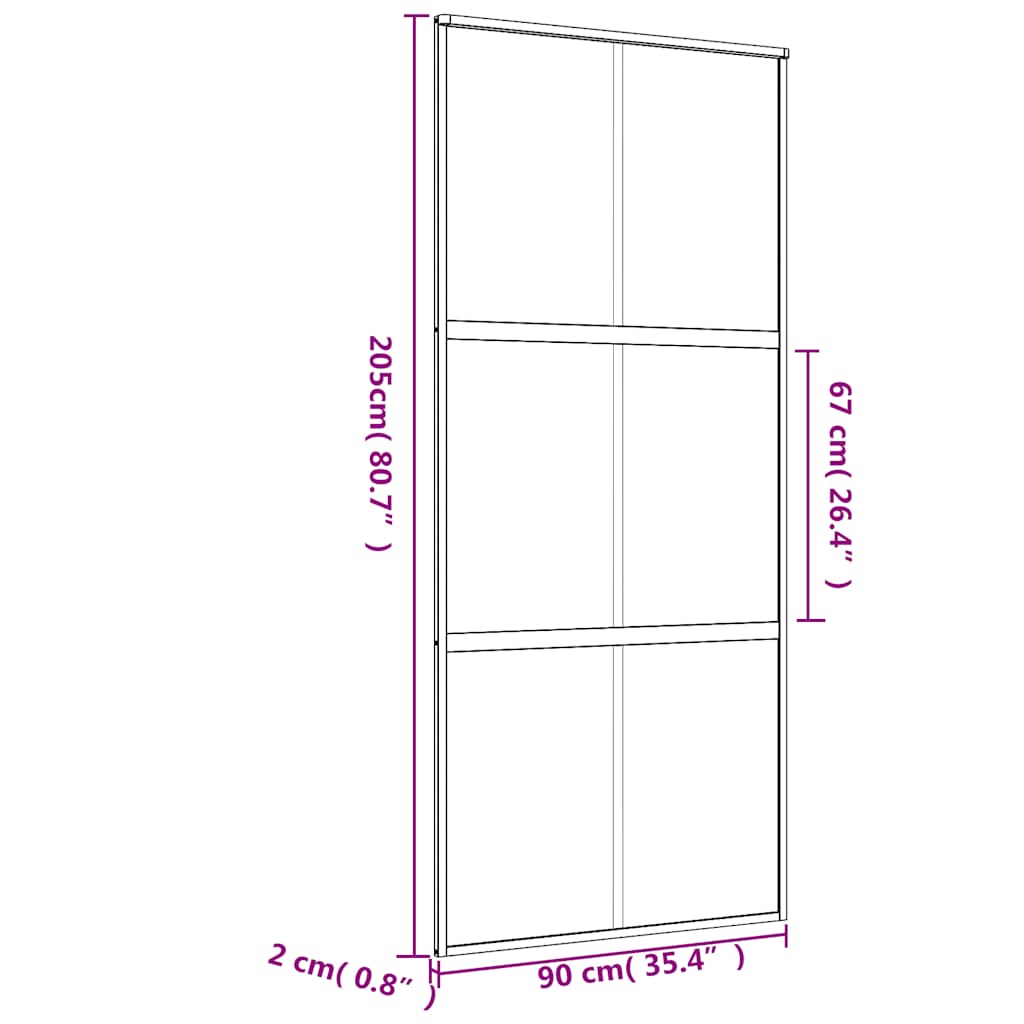 aranyszínű átlátszó ESG üveg és alumínium tolóajtó 90 x 205 cm