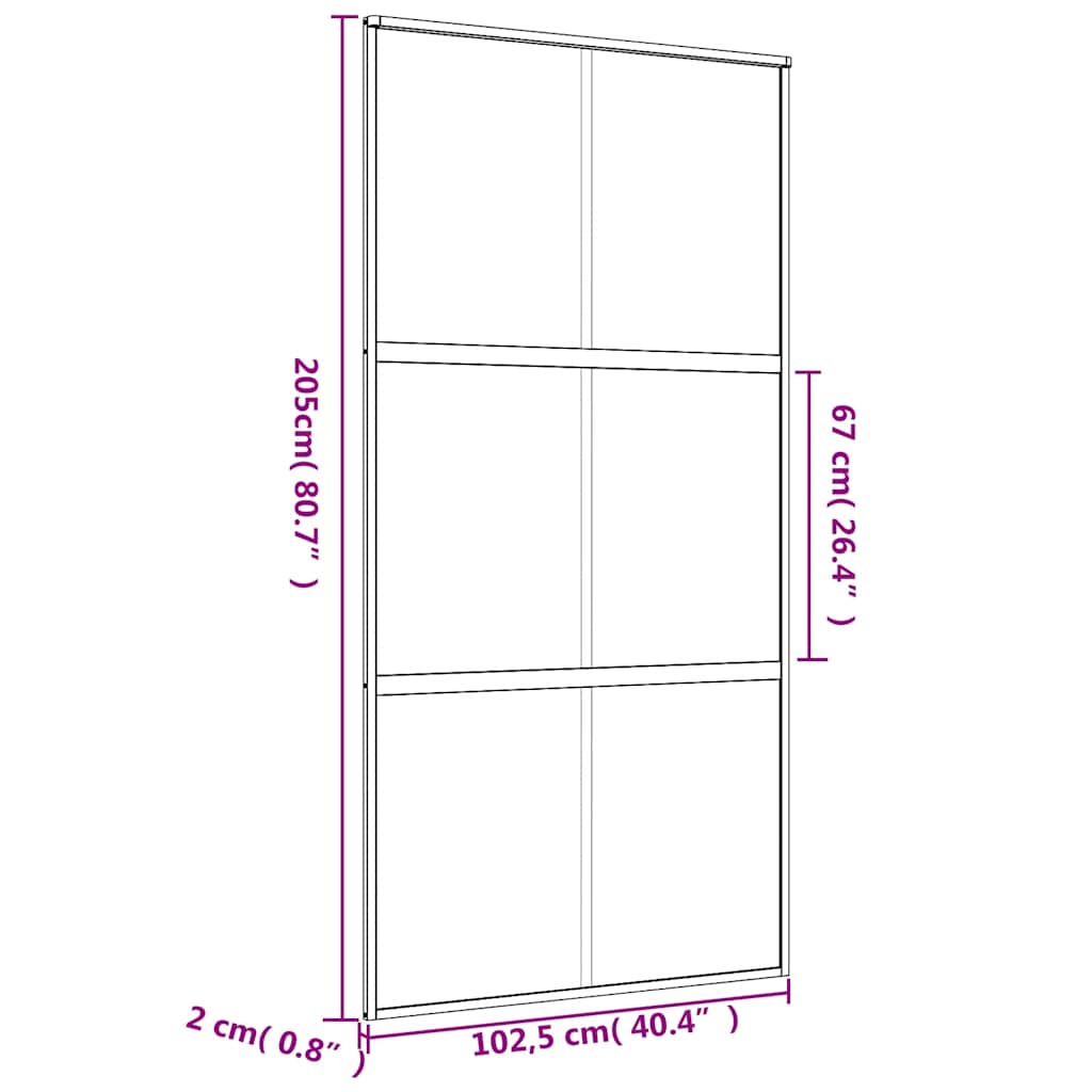 aranyszínű átlátszó ESG üveg és alumínium tolóajtó 102,5x205 cm