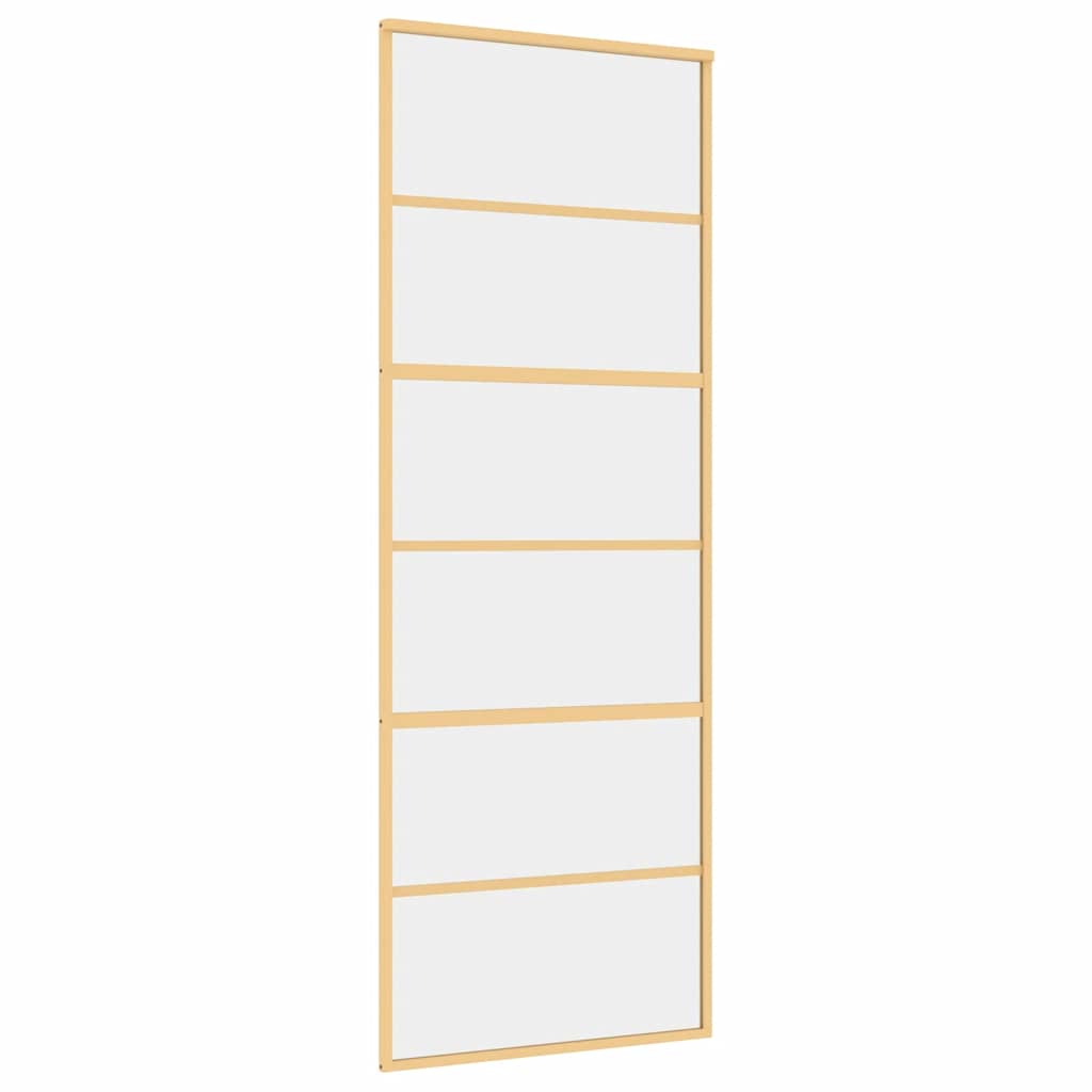 aranyszínű átlátszó ESG üveg és alumínium tolóajtó 76 x 205 cm