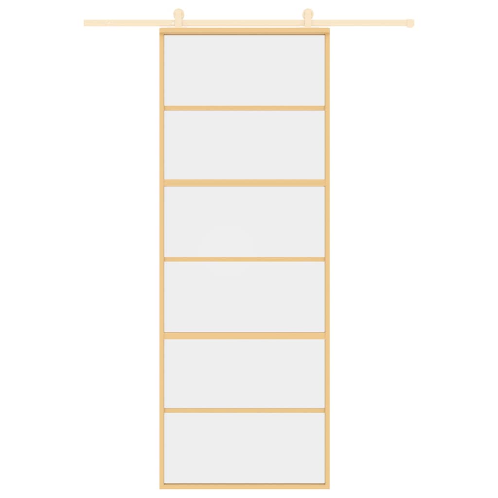 aranyszínű átlátszó ESG üveg és alumínium tolóajtó 76 x 205 cm