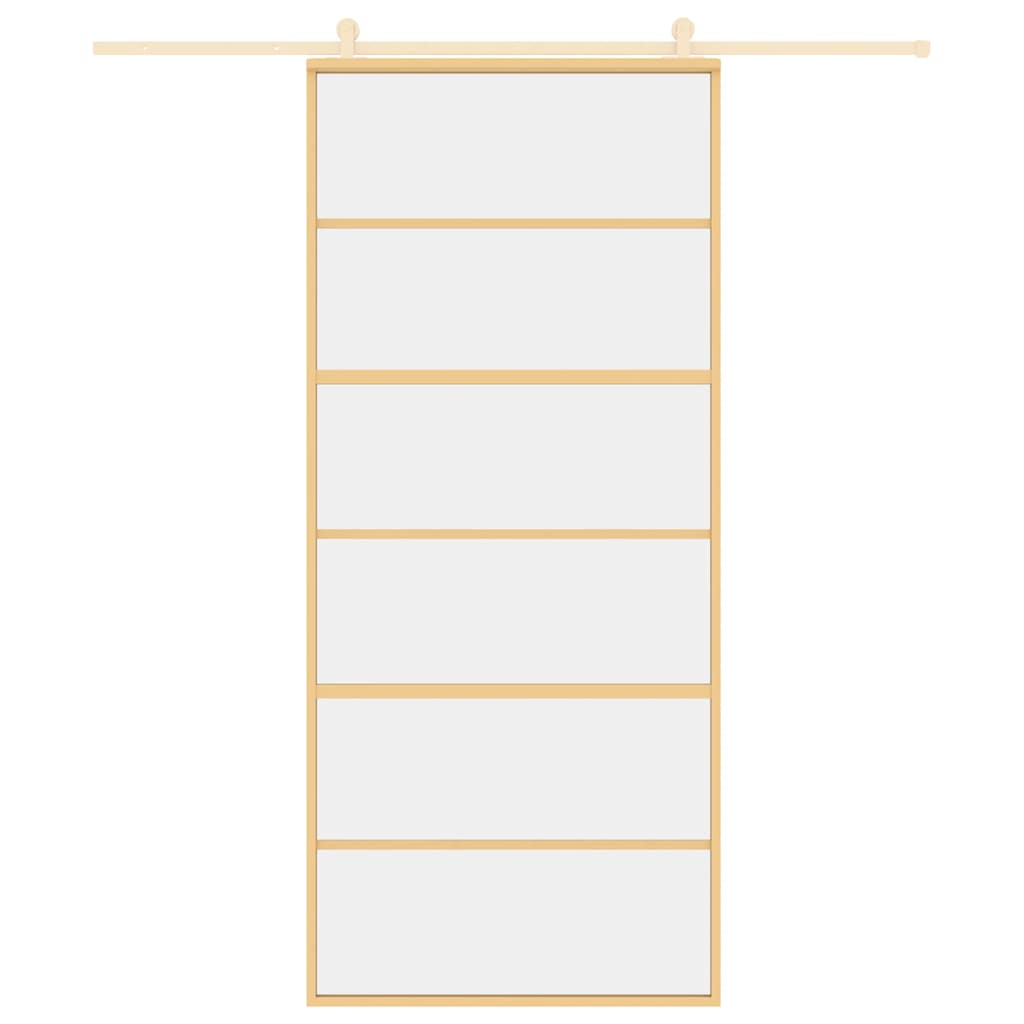 aranyszínű átlátszó ESG üveg és alumínium tolóajtó 90 x 205 cm