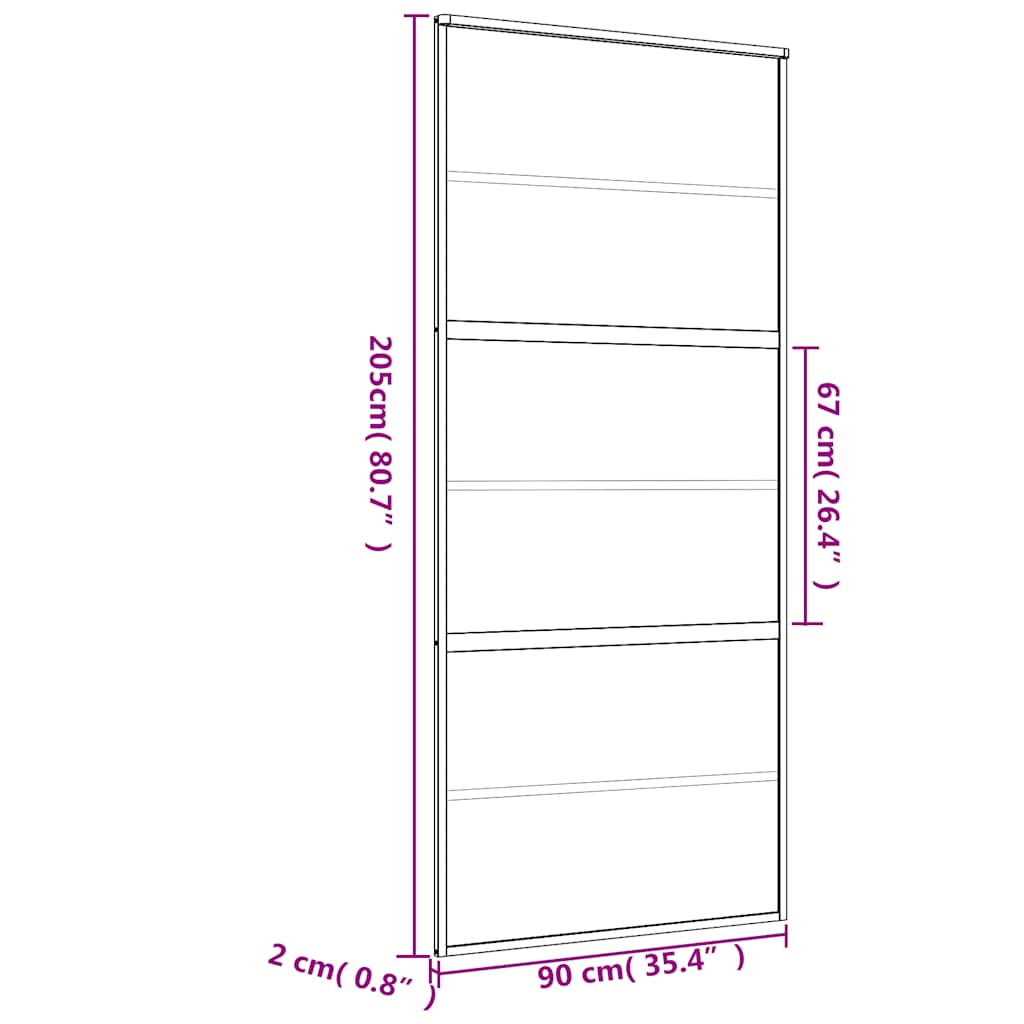aranyszínű ESG tejüveg és alumínium tolóajtó 90 x 205 cm