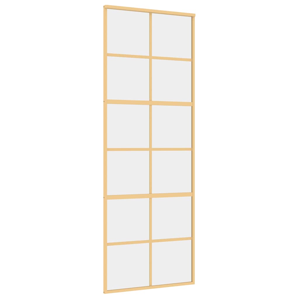 aranyszínű átlátszó ESG üveg és alumínium tolóajtó 76 x 205 cm