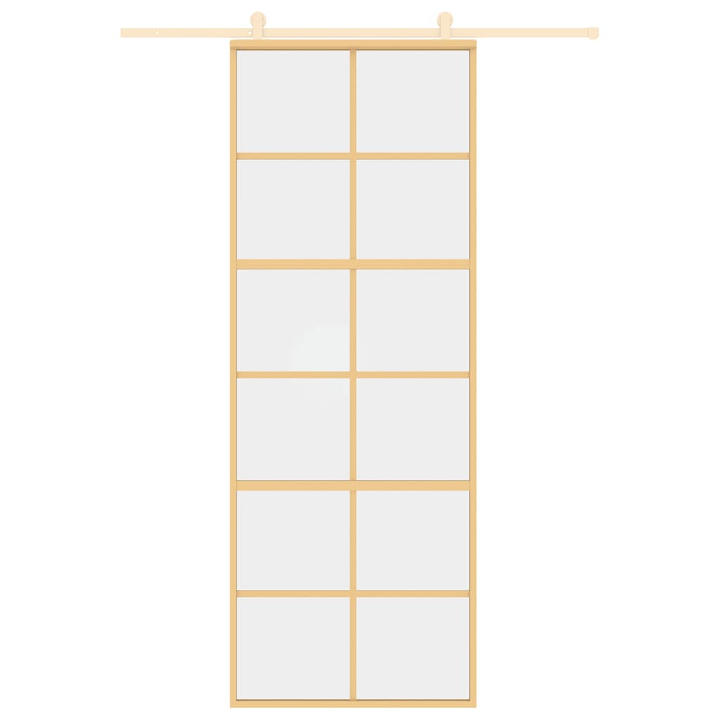 aranyszínű átlátszó ESG üveg és alumínium tolóajtó 76 x 205 cm