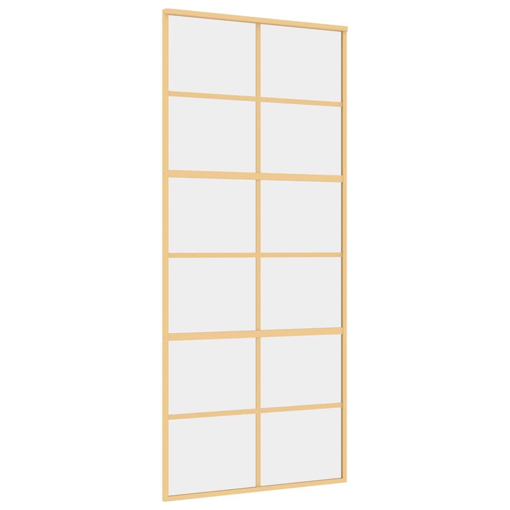 aranyszínű átlátszó ESG üveg és alumínium tolóajtó 90 x 205 cm