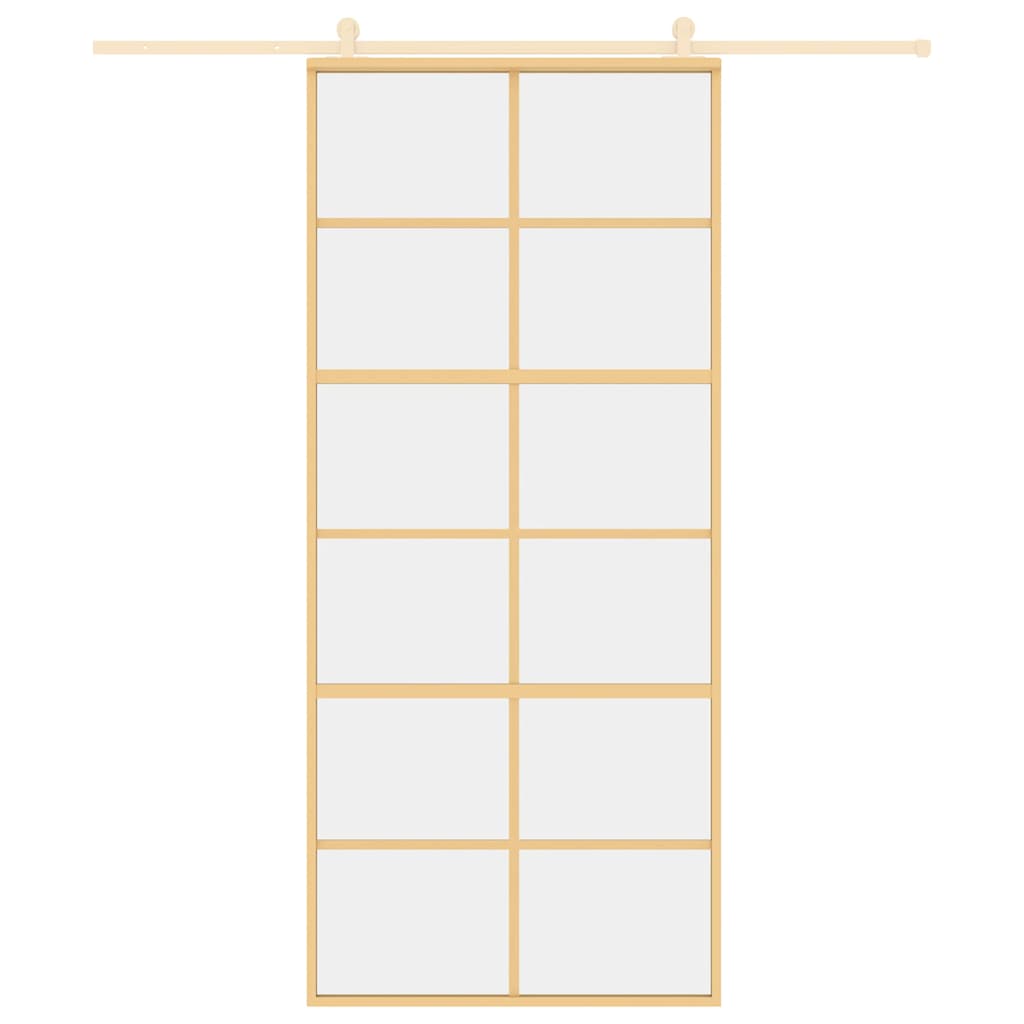 aranyszínű átlátszó ESG üveg és alumínium tolóajtó 90 x 205 cm