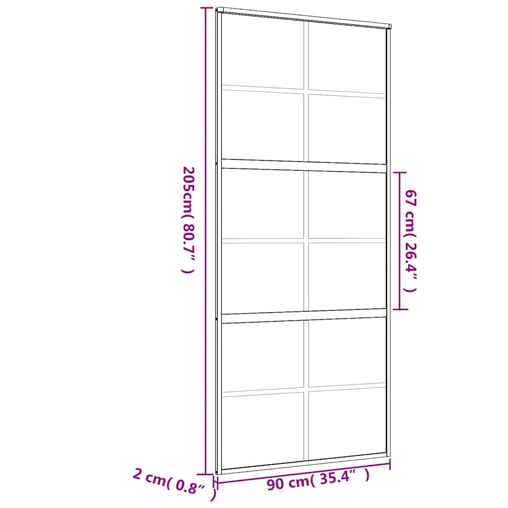 aranyszínű ESG tejüveg és alumínium tolóajtó 90 x 205 cm