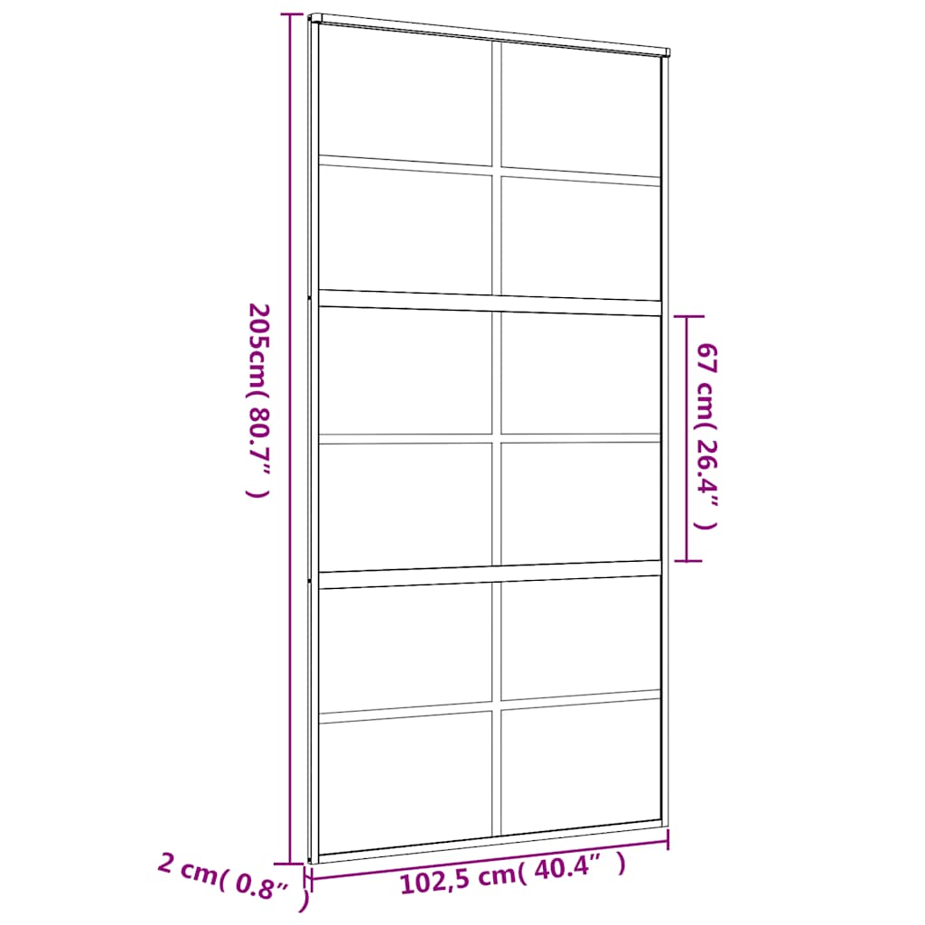 aranyszínű ESG tejüveg és alumínium tolóajtó 102,5 x 205 cm