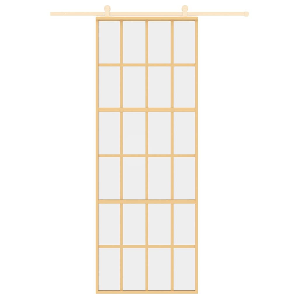 aranyszínű átlátszó ESG üveg és alumínium tolóajtó 76 x 205 cm
