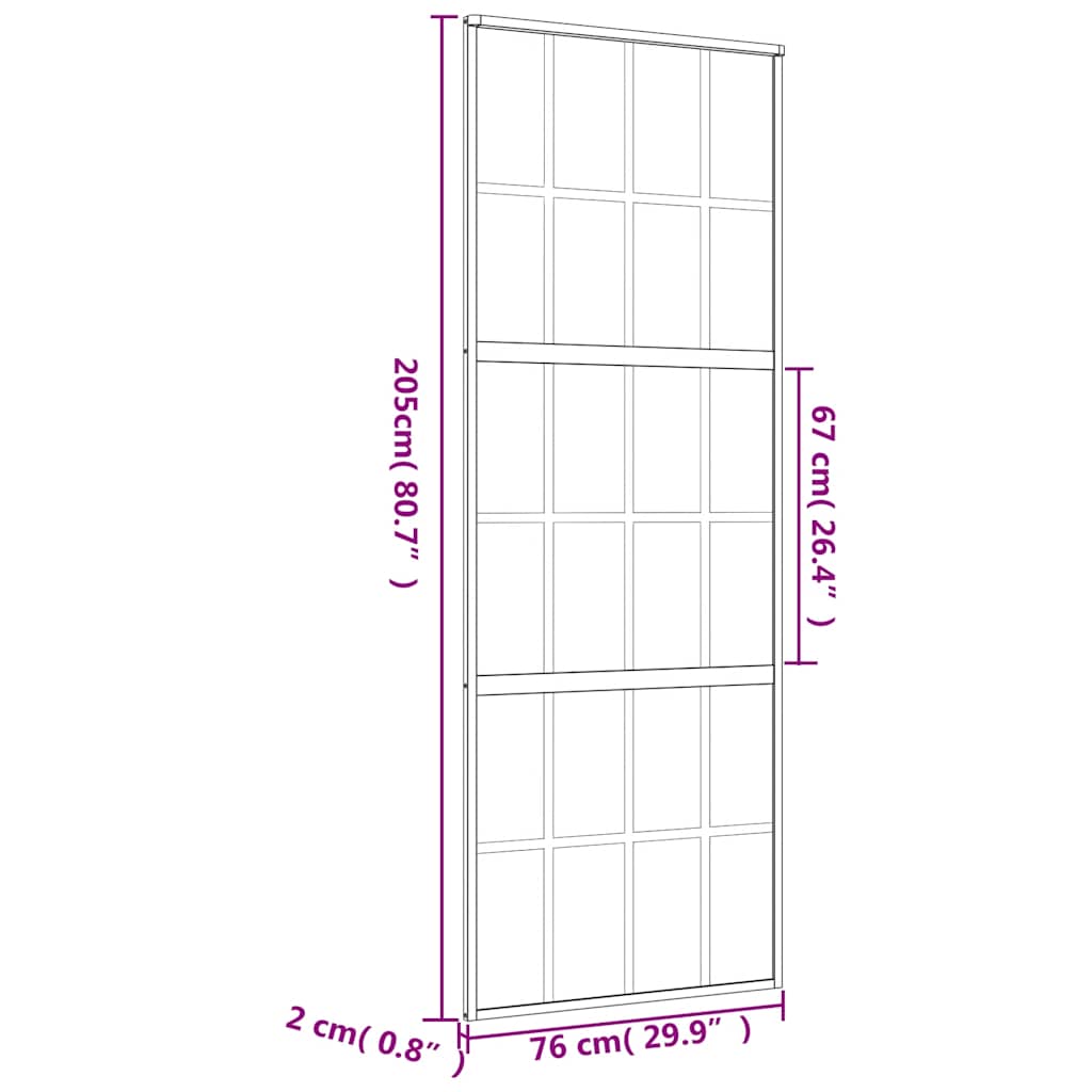 aranyszínű átlátszó ESG üveg és alumínium tolóajtó 76 x 205 cm