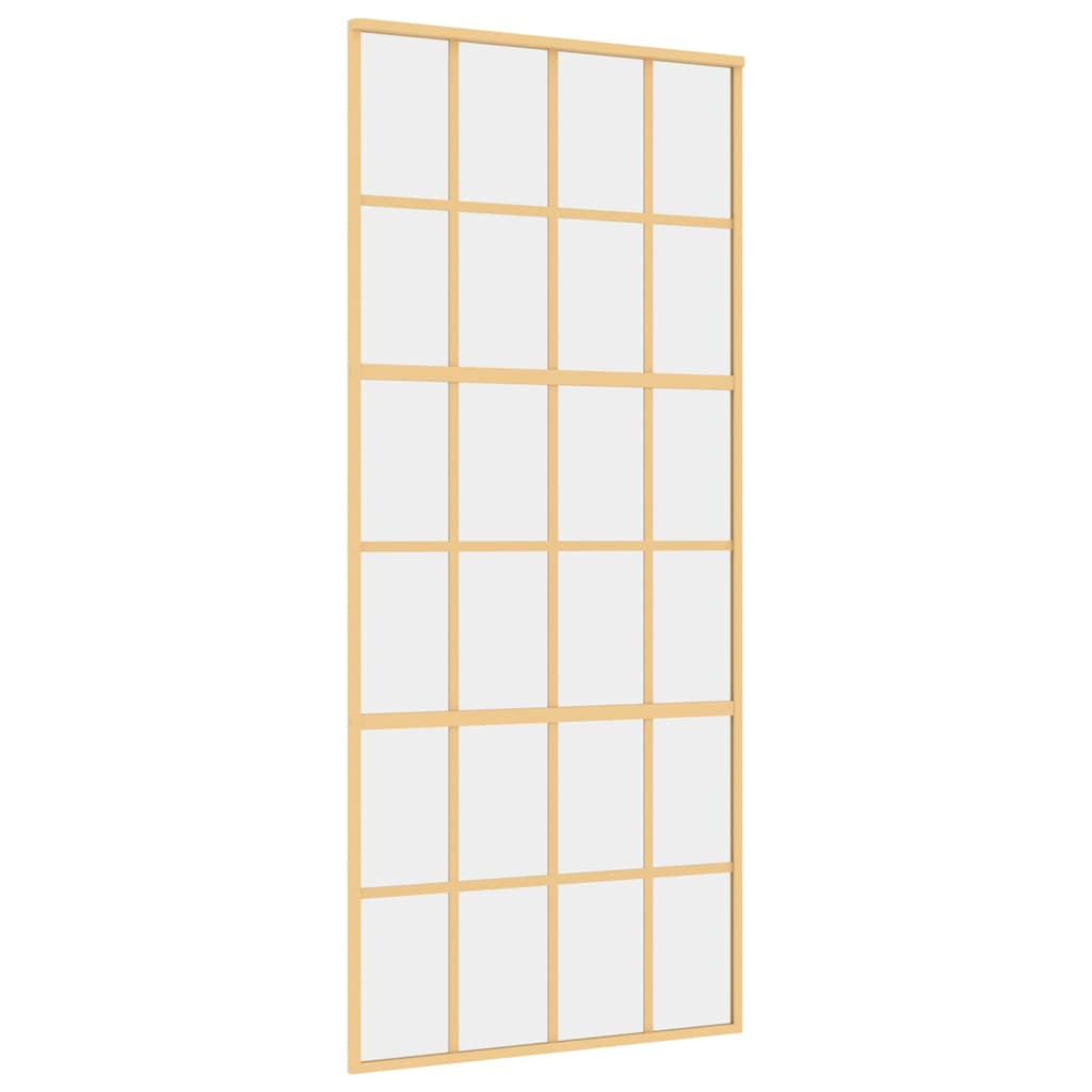 aranyszínű átlátszó ESG üveg és alumínium tolóajtó 90 x 205 cm