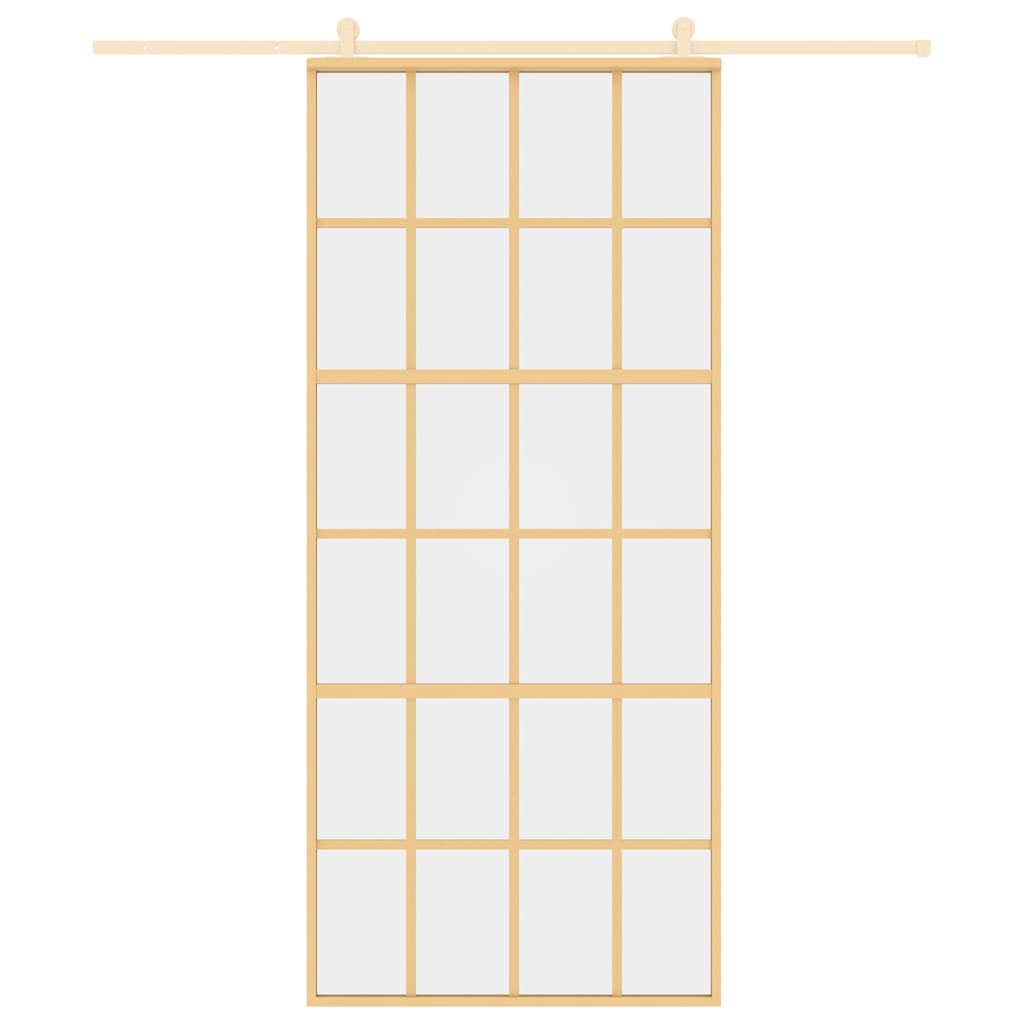aranyszínű átlátszó ESG üveg és alumínium tolóajtó 90 x 205 cm