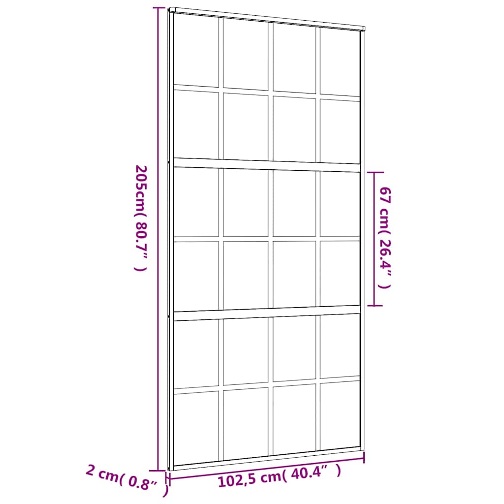 aranyszínű átlátszó ESG üveg és alumínium tolóajtó 102,5x205 cm