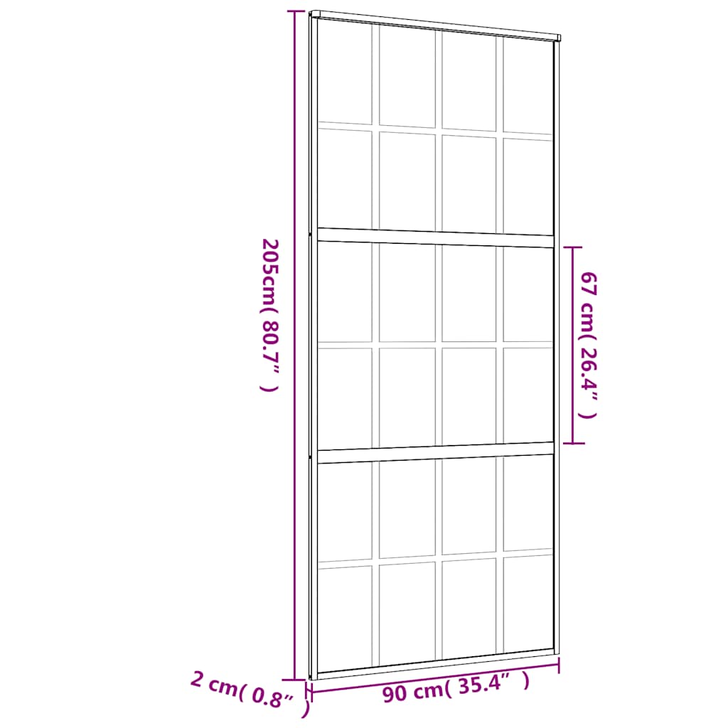 aranyszínű ESG tejüveg és alumínium tolóajtó 90 x 205 cm